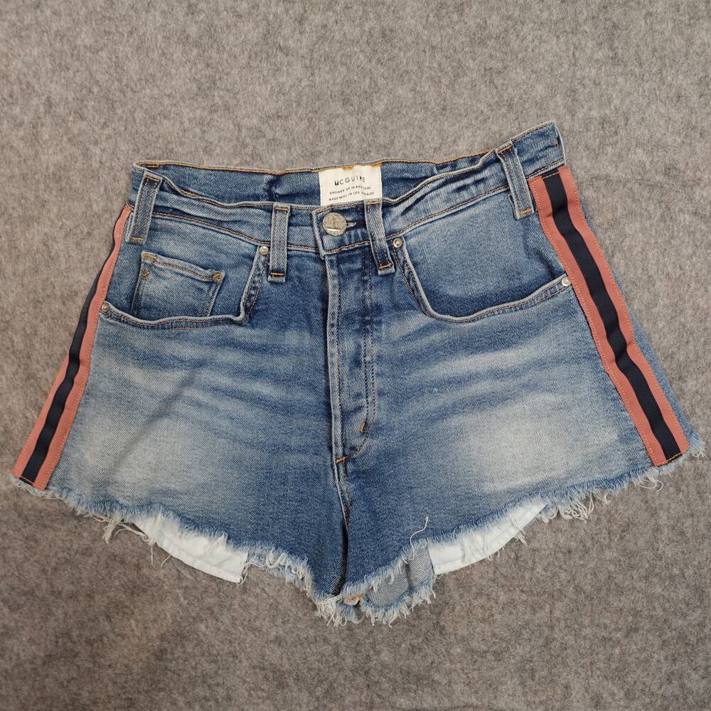 McGuire‎ Shorts Womens 25 Ibiza Side Stripe Denim Cut Off Button Fly 2" Inseam